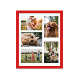 14X11 Inch 5 Opening Photo Collage Frame, Display Five 6X4 Inch Photos, Multi Aperture Family Picture Frame, Red - thumbnail 1