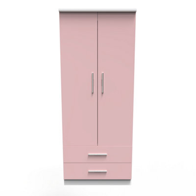 Harrow 2 Door 2 Drawer Wardrobe In Kobe Pink & White (Ready Assembled) - image 1