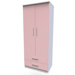 Harrow 2 Door 2 Drawer Wardrobe In Kobe Pink & White (Ready Assembled) - thumbnail 3