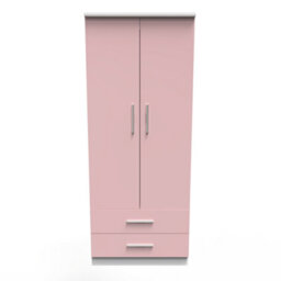 Harrow 2 Door 2 Drawer Wardrobe In Kobe Pink & White (Ready Assembled) - thumbnail 1
