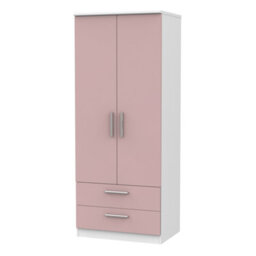 Harrow 2 Door 2 Drawer Wardrobe In Kobe Pink & White (Ready Assembled) - thumbnail 7