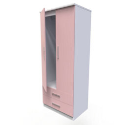 Harrow 2 Door 2 Drawer Wardrobe In Kobe Pink & White (Ready Assembled) - thumbnail 5