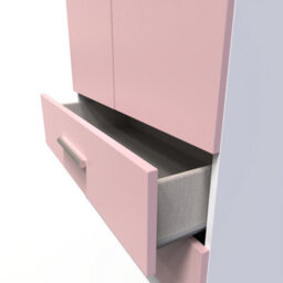 Harrow 2 Door 2 Drawer Wardrobe In Kobe Pink & White (Ready Assembled) - thumbnail 6