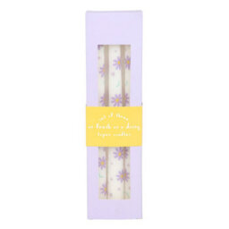 Set Of 3 Purple Daisy Taper Candles For Spring Decor - thumbnail 2