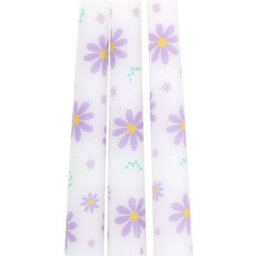 Set Of 3 Purple Daisy Taper Candles For Spring Decor - thumbnail 5
