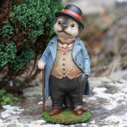Burgess Mr Otter Resin Sculpture Home Garden British Animal Statue Outdoor Ornament Wildlife Gift - thumbnail 1