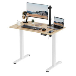 Vonhaus Electric Standing Desk, Height Adjustable Sit Stand Desk, 3 Height Preset Technology, 100X60Cm, Light Wood Maple Effect