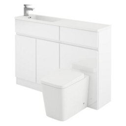 Plum&clay Delaware Gloss White Bathroom Vanity Basin & Toilet Wc Unit Combination Bathroom Furniture (W)1200mm - thumbnail 3
