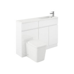 Plum&clay Delaware Gloss White Bathroom Vanity Basin & Toilet Wc Unit Combination Bathroom Furniture (W)1200mm - thumbnail 1