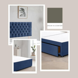 Blue Plush Fabric 6Ft Super King Bed Frame With 20 Inch Chesterfiled Headboard And 2 Drawers - thumbnail 3