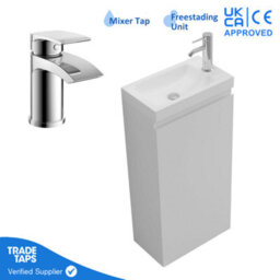 GravaHaus 400mm Freestanding Bathroom Vanity Unit With Basin Chrome Round Tap & Waste - thumbnail 1