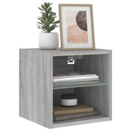 Berkfield Durable Tv Wall Cabinet With Led Lights Grey Sonoma 30X28.5X30 Cm - thumbnail 6