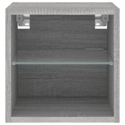 Berkfield Durable Tv Wall Cabinet With Led Lights Grey Sonoma 30X28.5X30 Cm - thumbnail 8