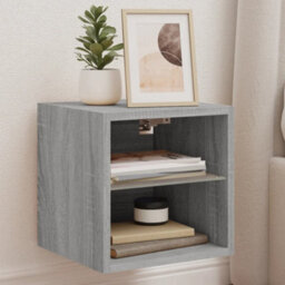 Berkfield Durable Tv Wall Cabinet With Led Lights Grey Sonoma 30X28.5X30 Cm - thumbnail 2