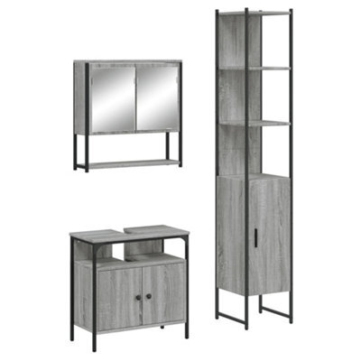 Berkfield Durable 3 Piece Bathroom Furniture Set Grey Sonoma Engineered Wood
