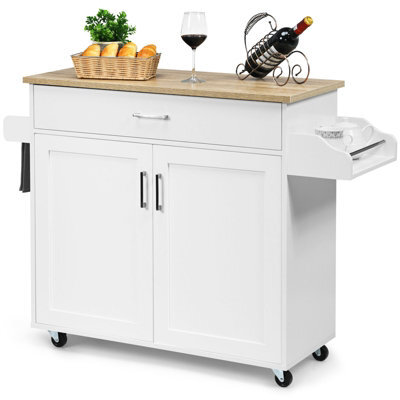 Costway Kitchen Island Cart Rolling Storage Trolley Cart W/ Lockable Rubber Casters - image 1