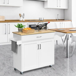 Costway Kitchen Island Cart Rolling Storage Trolley Cart W/ Lockable Rubber Casters - thumbnail 4