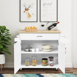 Costway Kitchen Island Cart Rolling Storage Trolley Cart W/ Lockable Rubber Casters - thumbnail 3