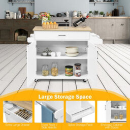 Costway Kitchen Island Cart Rolling Storage Trolley Cart W/ Lockable Rubber Casters - thumbnail 8