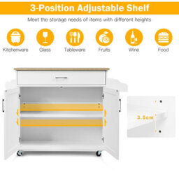 Costway Kitchen Island Cart Rolling Storage Trolley Cart W/ Lockable Rubber Casters - thumbnail 7