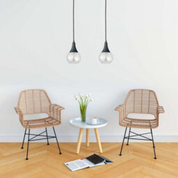 Luminosa Lighting Luminosa Lacrima Bar Pendant Ceiling Light Black Transparent Glass Shade 2X E27 - thumbnail 3