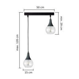 Luminosa Lighting Luminosa Lacrima Bar Pendant Ceiling Light Black Transparent Glass Shade 2X E27 - thumbnail 2