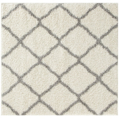 The Rugs Moroccan Shaggy Rugs And Runners Soft  High Pile Ivory And Grey Living Room Kitchen Hallway 700 - image 1