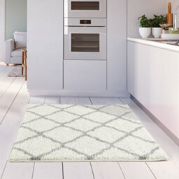 The Rugs Moroccan Shaggy Rugs And Runners Soft  High Pile Ivory And Grey Living Room Kitchen Hallway 700 - thumbnail 6
