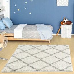 The Rugs Moroccan Shaggy Rugs And Runners Soft  High Pile Ivory And Grey Living Room Kitchen Hallway 700 - thumbnail 5
