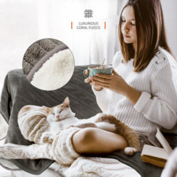 Warmer Wärmer Luxury Heated Throw With Digital Controller, 9-Hour Timer And 10 Heat Settings - Sherpa Fleece (180Cm X 130Cm) - Grey - thumbnail 4