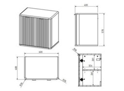 Impact Furniture Fluted Vanity Unit 600mm Countertop Bathroom Cabinet With Worktop Beige Cashmere Oren - thumbnail 6