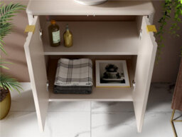 Impact Furniture Fluted Vanity Unit 600mm Countertop Bathroom Cabinet With Worktop Beige Cashmere Oren - thumbnail 7