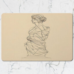 Benjamin Tate Design Geometric Sculpture Placemat And Coaster Set With Wood Bottom Beige Art Collection Edition - thumbnail 2