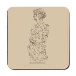 Benjamin Tate Design Geometric Sculpture Placemat And Coaster Set With Wood Bottom Beige Art Collection Edition - thumbnail 3