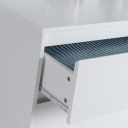 Sofia 2 Drawer White Bedside Table With Pink Copper Feet - thumbnail 4