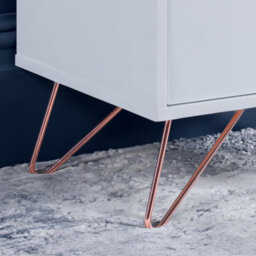 Sofia 2 Drawer White Bedside Table With Pink Copper Feet - thumbnail 3