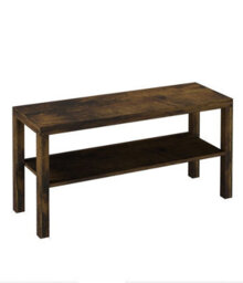 Urbn-Living Urbnliving 90Cm 2 Tier Tv Bench Entertainment Media Stand Cabinet Wooden Storage Display Unit, Rustic Brown - thumbnail 3