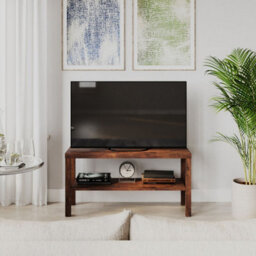 Urbn-Living Urbnliving 90Cm 2 Tier Tv Bench Entertainment Media Stand Cabinet Wooden Storage Display Unit, Rustic Brown