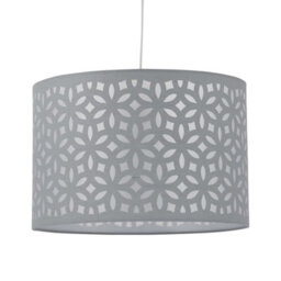First Choice Lighting Set Of 2 Grey Laser Cut 30Cm Pendant Lightshades - thumbnail 2