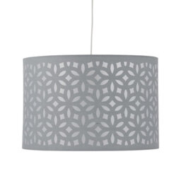First Choice Lighting Set Of 2 Grey Laser Cut 30Cm Pendant Lightshades - thumbnail 4