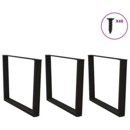 Berkfield Dining Table Legs V-Shape 3 Pcs Black 100X(72-73.3) Cm Steel - thumbnail 3
