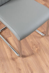 Furniturebox Imperia Grey High Gloss 4 Seater Dining Table With Structural 2 Plinth Column Legs 4 Grey Faux Leather Lorenzo Chairs - thumbnail 8