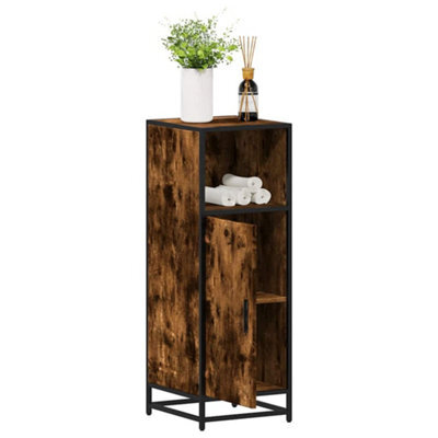 Berkfield Bathroom Cabinet Smoked Oak 35X37.5X100 Cm Engineered Wood - image 1