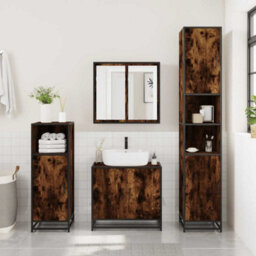 Berkfield Bathroom Cabinet Smoked Oak 35X37.5X100 Cm Engineered Wood - thumbnail 3