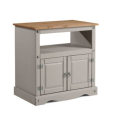 Mercers Furniture Corona Grey Wax Straight Tv Unit 2 Door 1 Open Shelf Cabinet Stand Solid Wood Pine Wooden With Mexican Styling - thumbnail 2