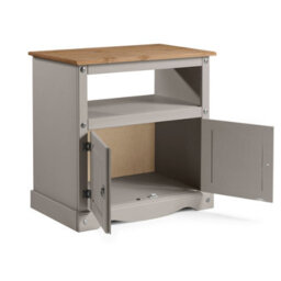 Mercers Furniture Corona Grey Wax Straight Tv Unit 2 Door 1 Open Shelf Cabinet Stand Solid Wood Pine Wooden With Mexican Styling - thumbnail 3