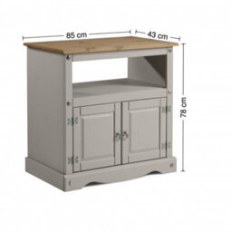 Mercers Furniture Corona Grey Wax Straight Tv Unit 2 Door 1 Open Shelf Cabinet Stand Solid Wood Pine Wooden With Mexican Styling - thumbnail 5