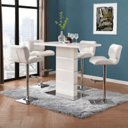 Furniture in Fashion Parini White Gloss Bar Table With 4 Candid White Stools - thumbnail 1