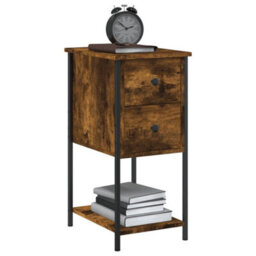 Berkfield Bedside Cabinets 2 Pcs Smoked Oak 32X42X70 Cm Engineered Wood - thumbnail 4