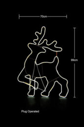 Shatchi Walking Reindeer Neon Effect Rope Light Silhouette Double Side 90 Cool White Leds Christmas Outdoor - thumbnail 1